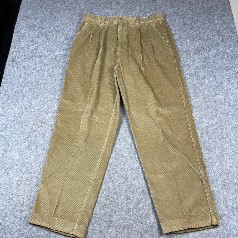 Tommy Bahama Corduroy Pleated Pants Mens 36x34 Khaki Benson Coastal NEW
